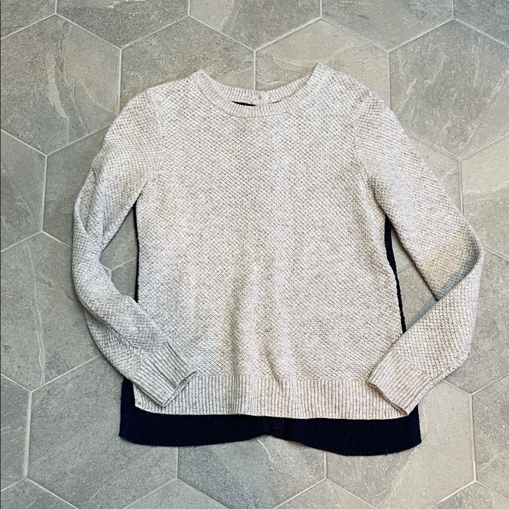 Madewell Colorblock Textured Knit Sweater – XS – Gray & Navy